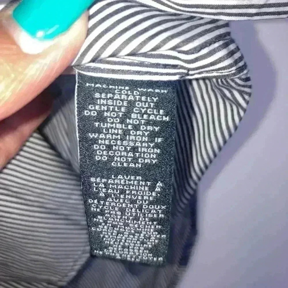 Marc by Marc Jacob Striped Short Sleeve Shirt Phantom Multi Slim Fit Size XS - Picture 10 of 10